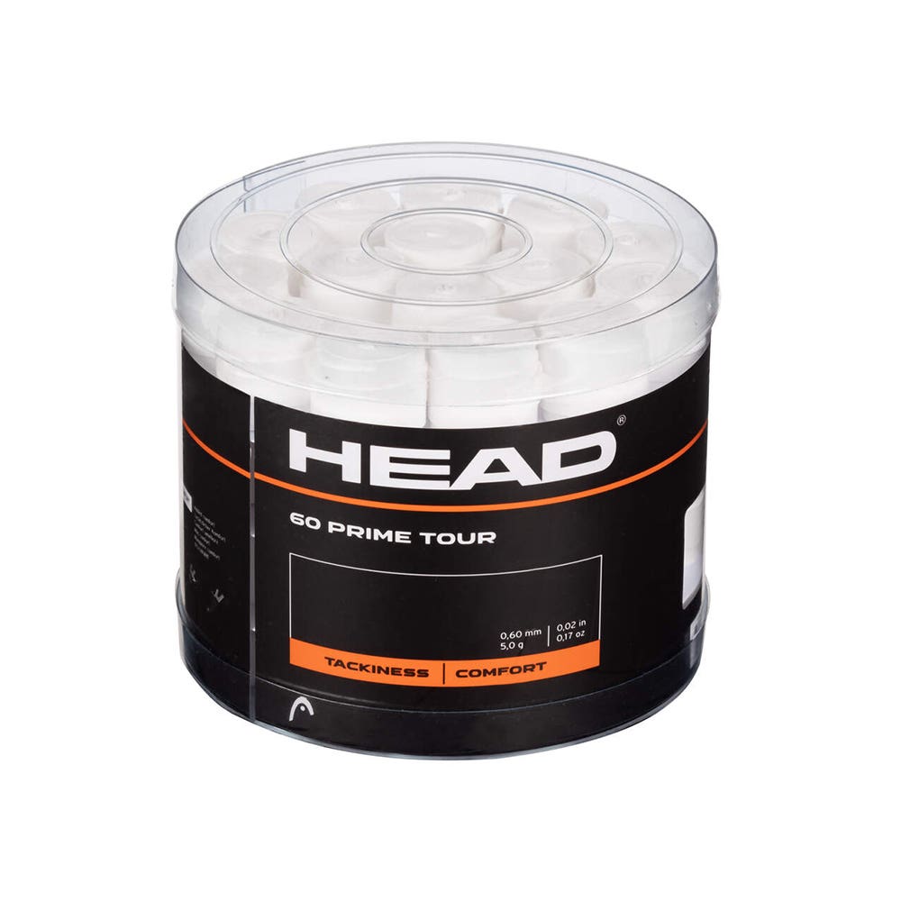 60 PCS. BUCKET OVERGRIPS HEAD PRIME TOUR WHITE