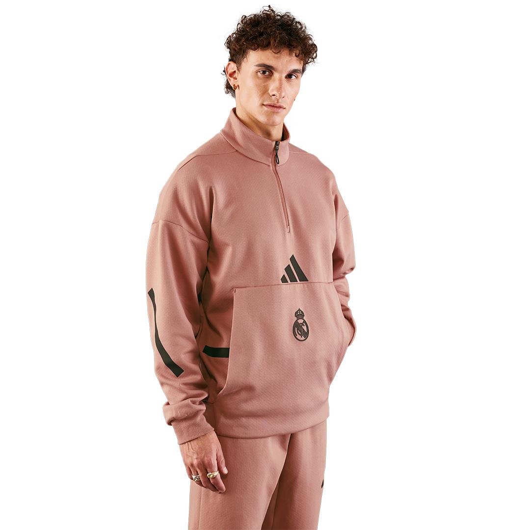 Mens adidas Real Urban Half Zip Hoodie Brown