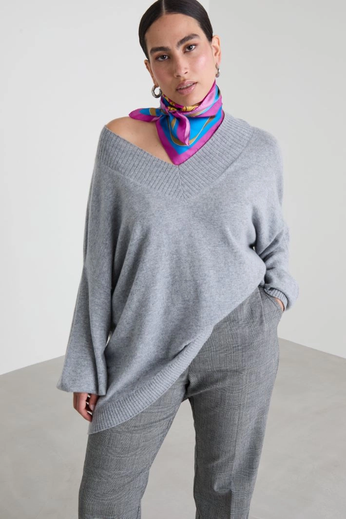 Silk twill scarf - LIGHT BLUE FUCHSIA