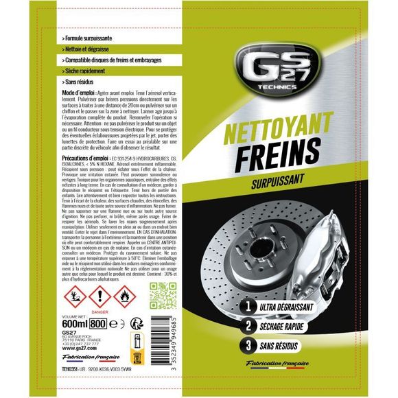 Nettoyant frein GS27 - Surpuissant UniverselRef : GS0117 / TE110351