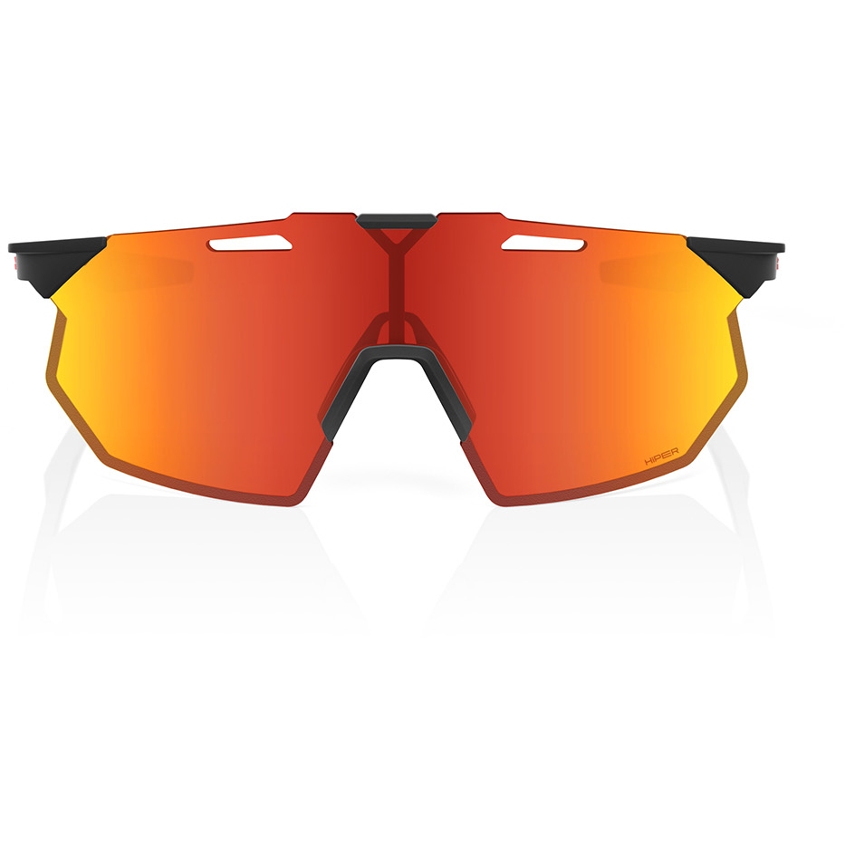 100% Hypercraft SQ Glasses - Soft Tact Black - HiPER Red Multilayer Mirror | Clear