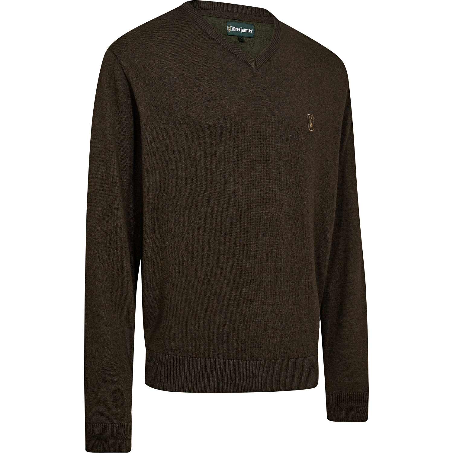 Deerhunter Harrington knit sweater with V-neck (brown melange)