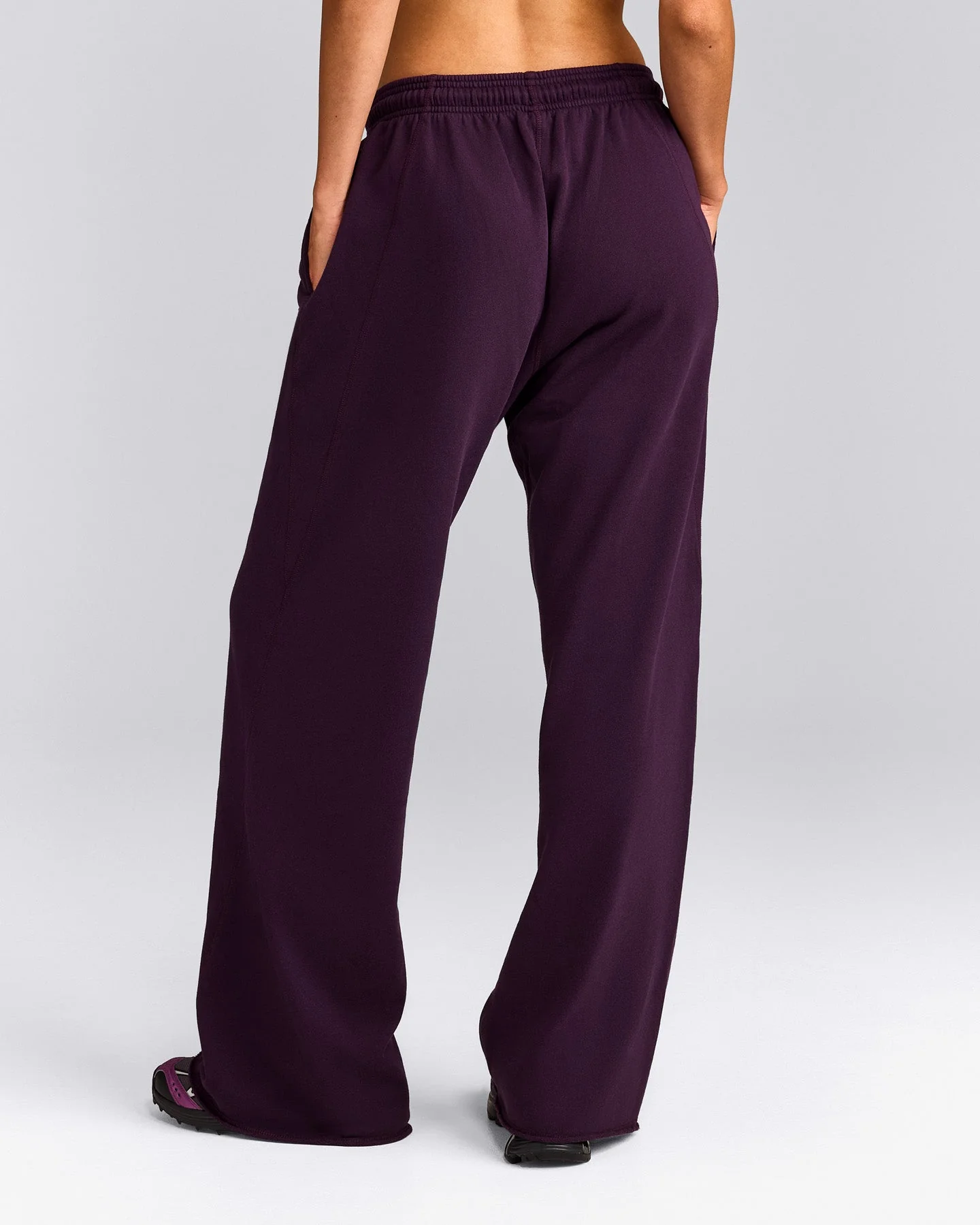 Cotton Vintage Lounge Wide Leg Joggers | Washed Blackberry Purple