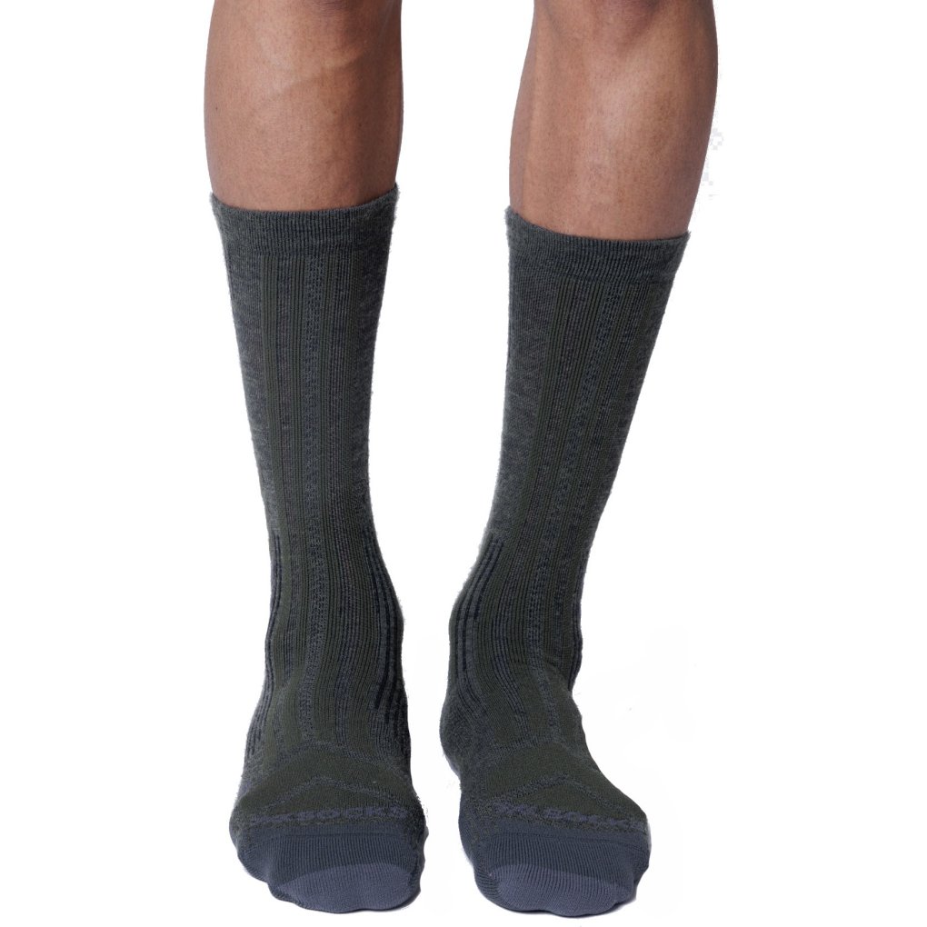 X-Socks Trekking Perform Merino Crew Socks - moss green/x black