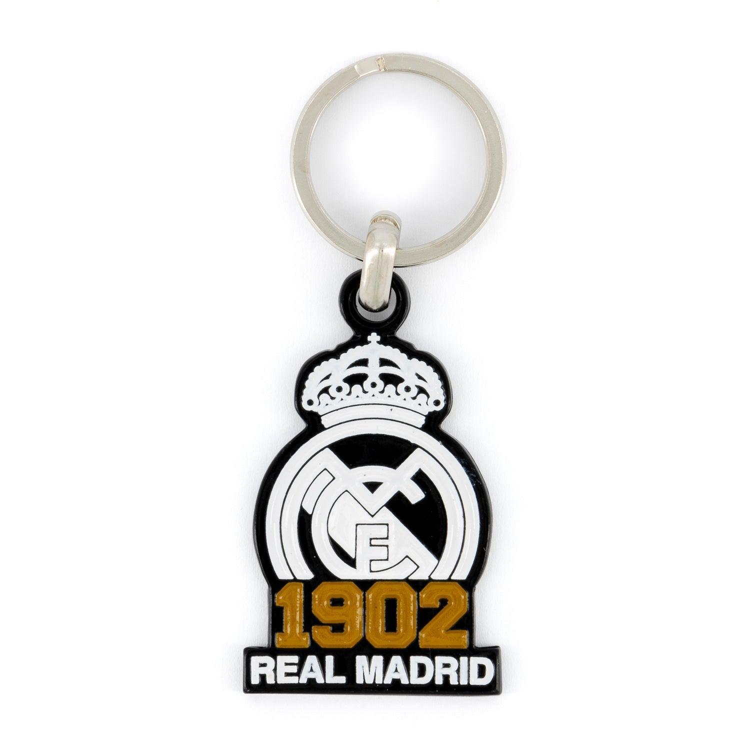 Real Madrid 1902 Crest Keyring White/Black