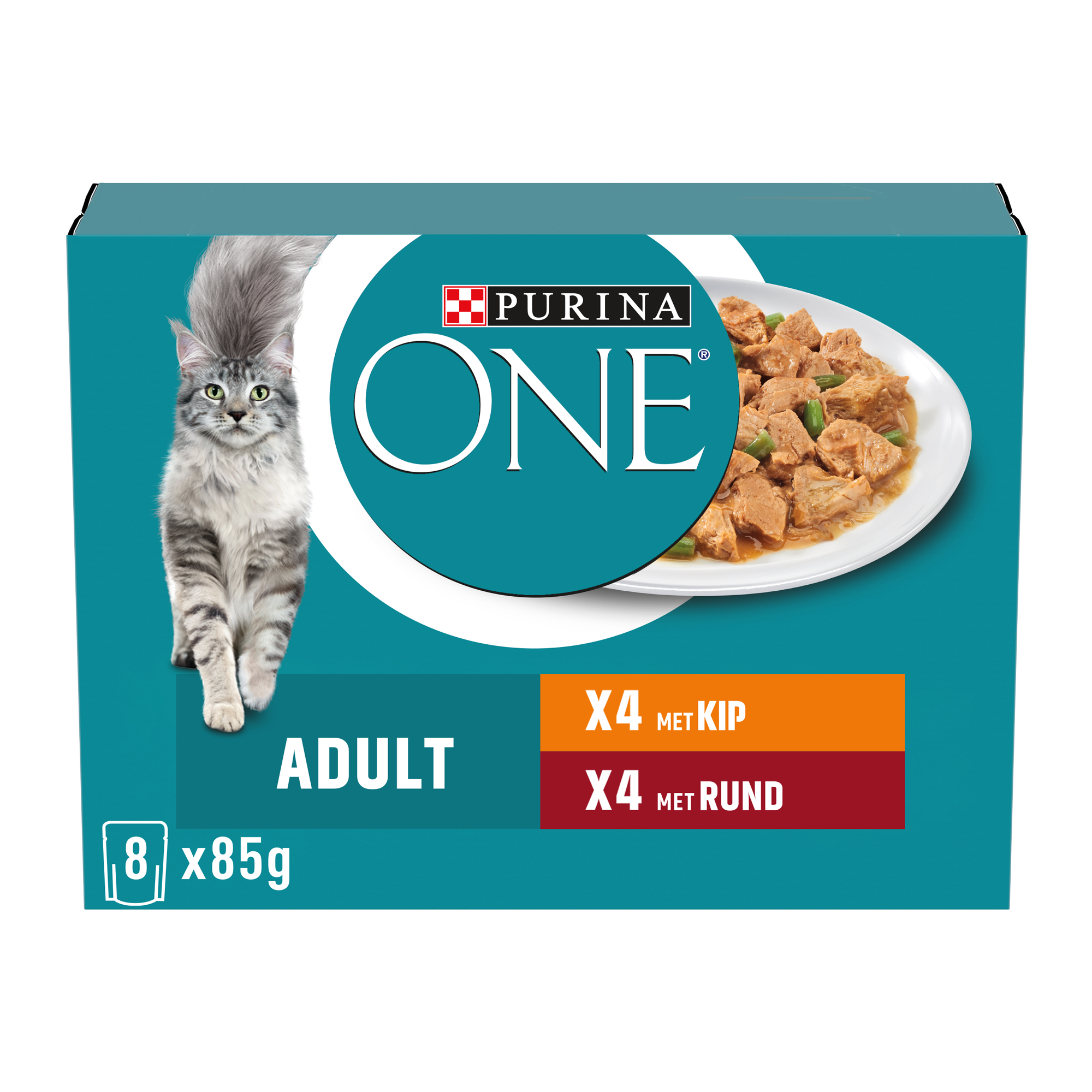 Purina ONE Adult Fine Tender Rips in Sauce - Chicken/Beef - 8 x 85 g