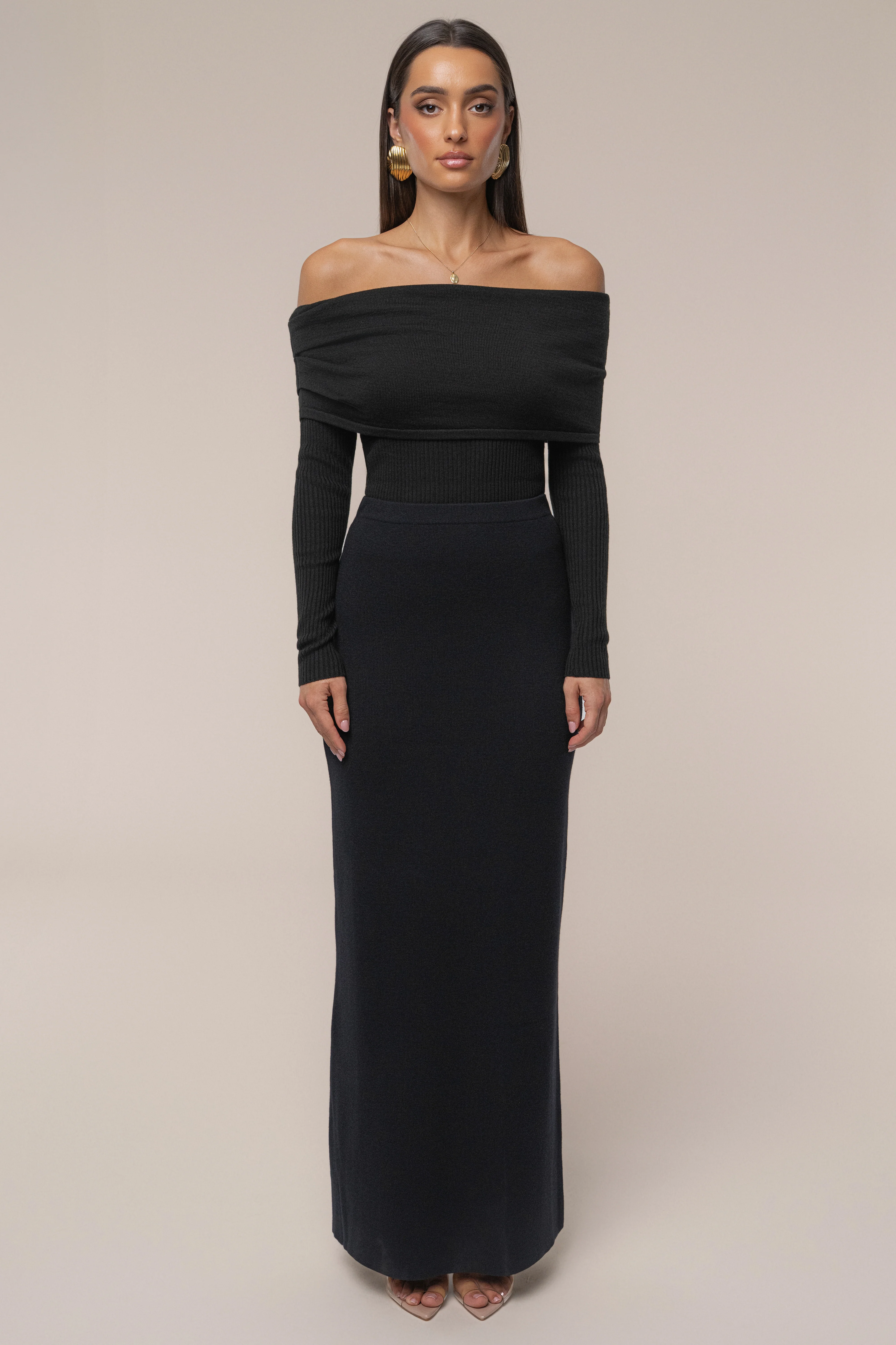 Black London Knit Maxi Skirt