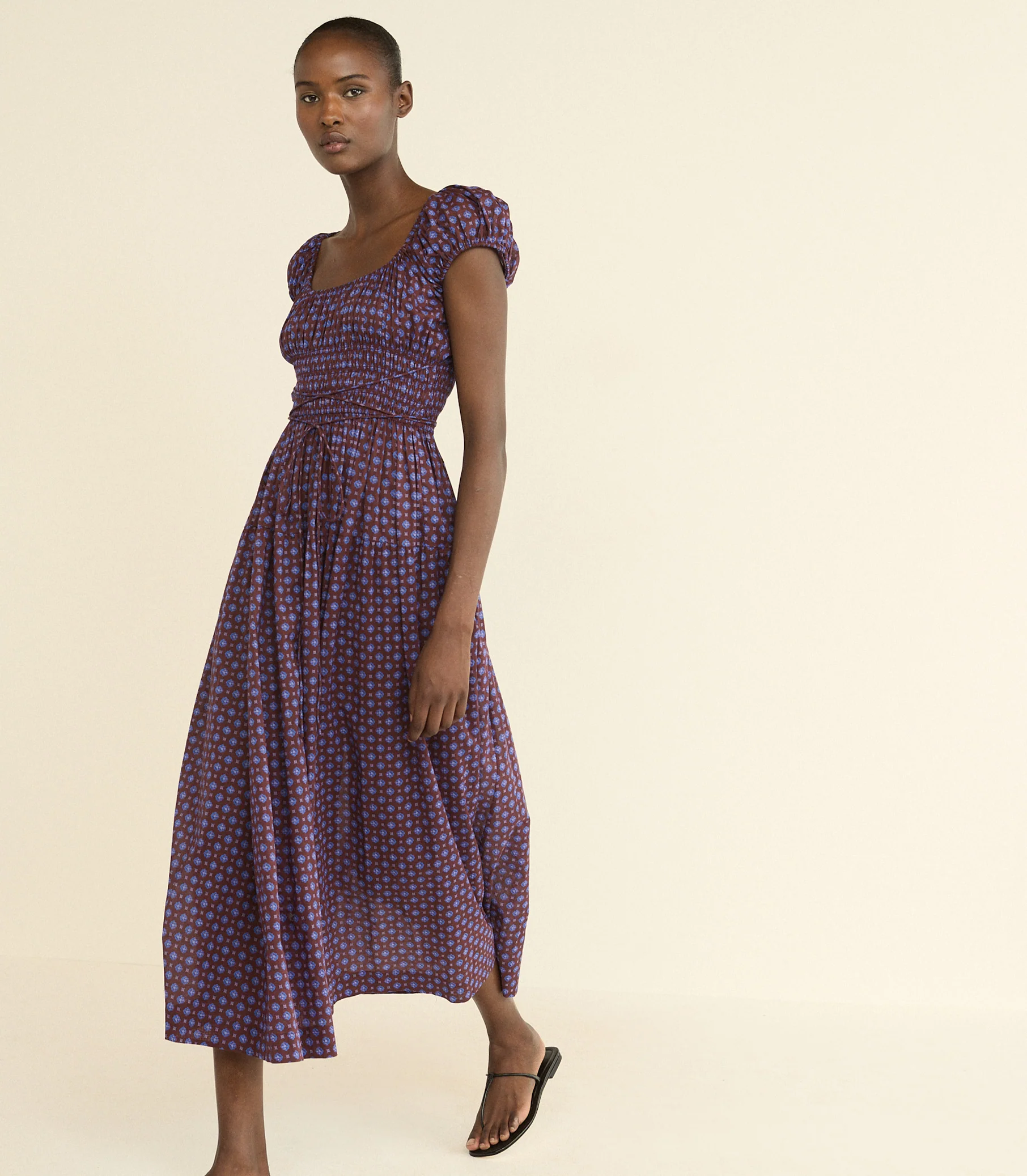 Quinelle Midi Dress - Menorca Foulard