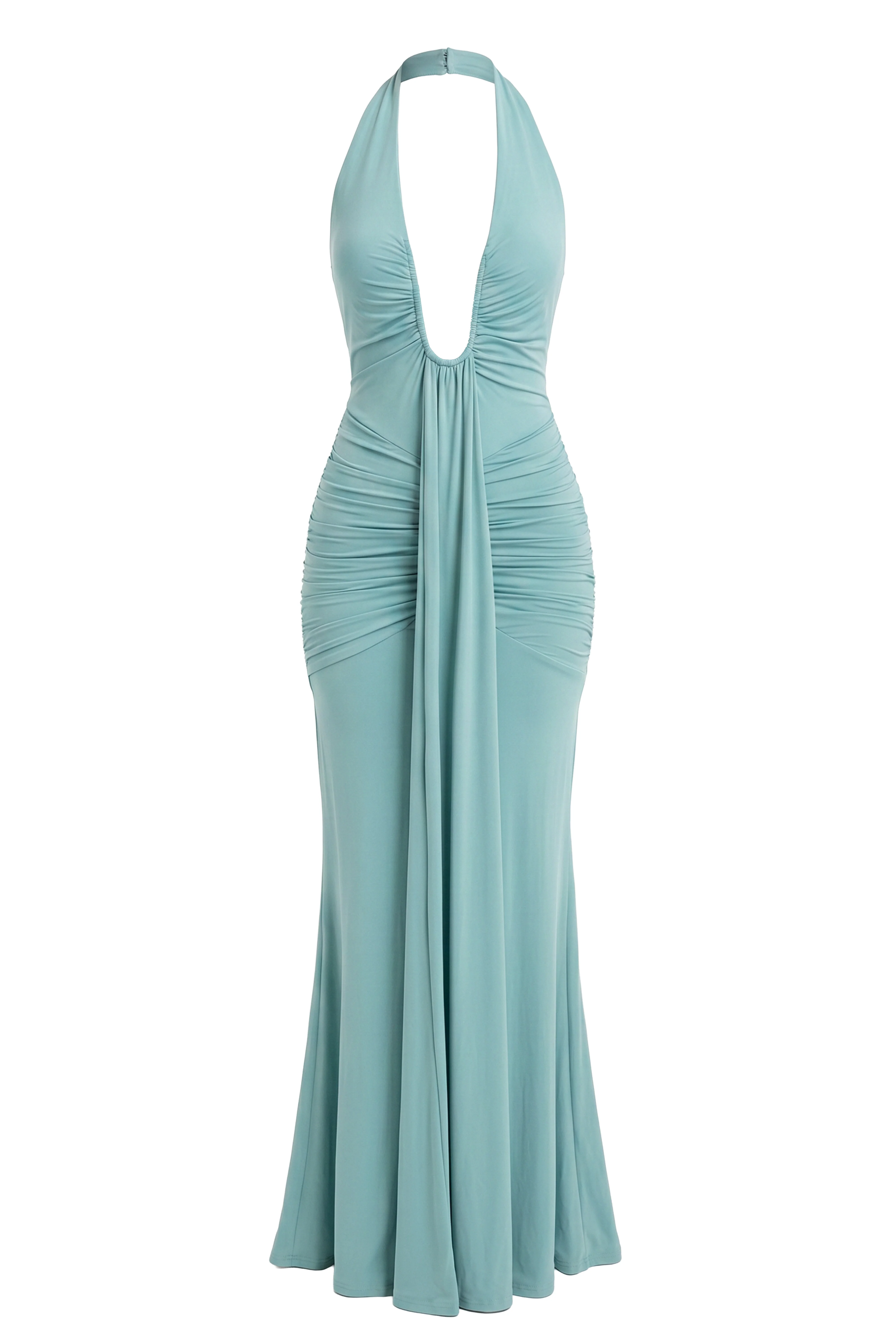 Blue Ocean Oasis Plunge Maxi Dress