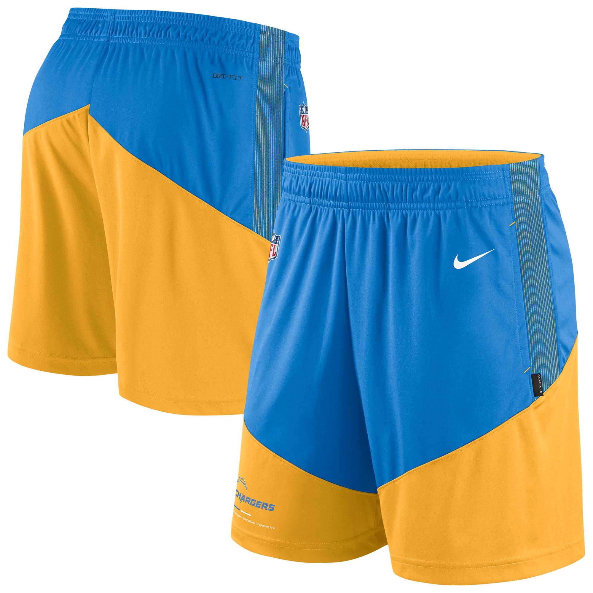 Los Angeles Chargers 2022 NFL On-Field Sideline Nike Dri-FIT Shorts