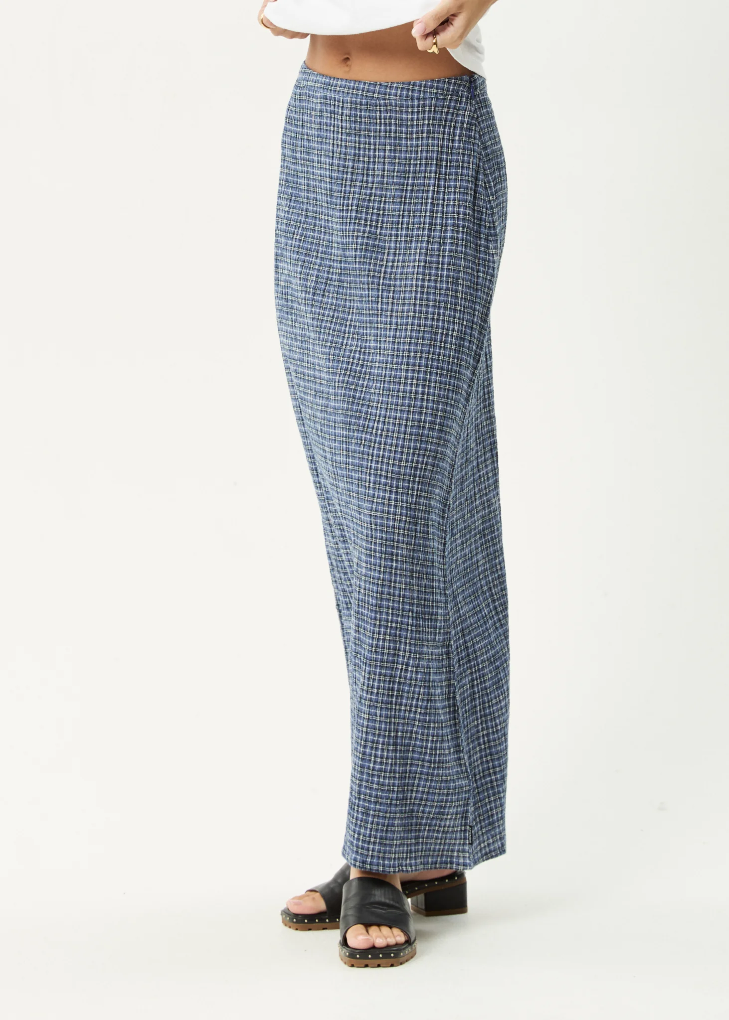 AFENDS Womens Lita - Seersucker Maxi Skirt - Shipwreck Marlin