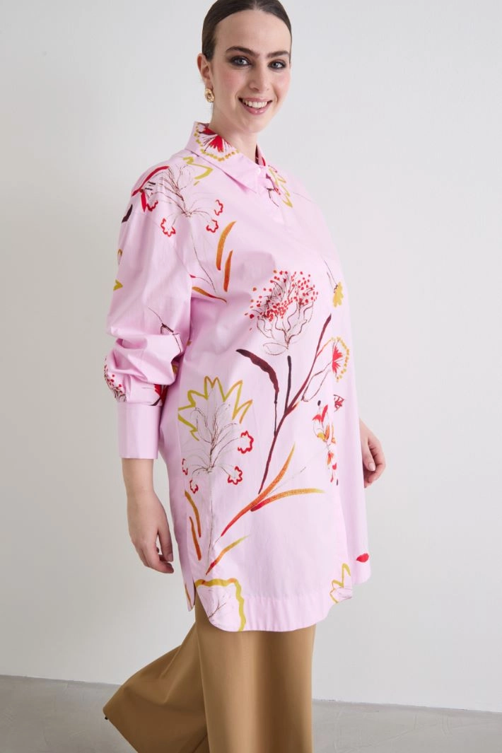 Long poplin shirt - PINK