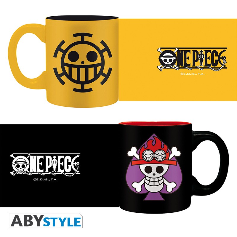 ONE PIECE Set 2 Espresso Mugs Ace & Trafalgar emblems