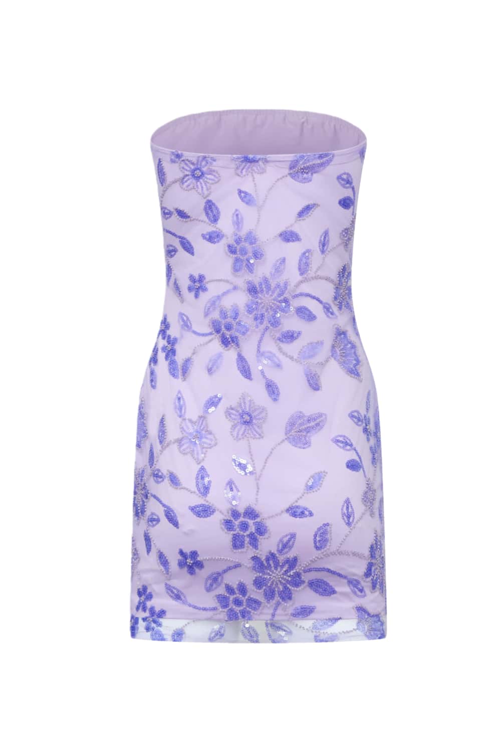 Purple Strapless Beaded Tight Mini Dress