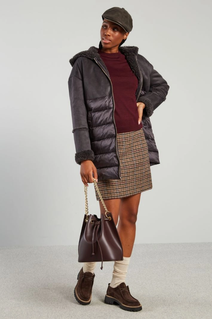 Bimaterial coat - DARK GREY