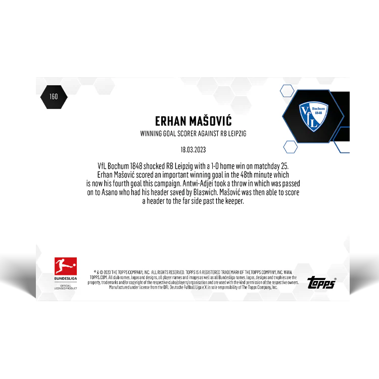 Topps UK - Winning goal scorer against RB Leipzig - Bundesliga TOPPS NOW® Card #160