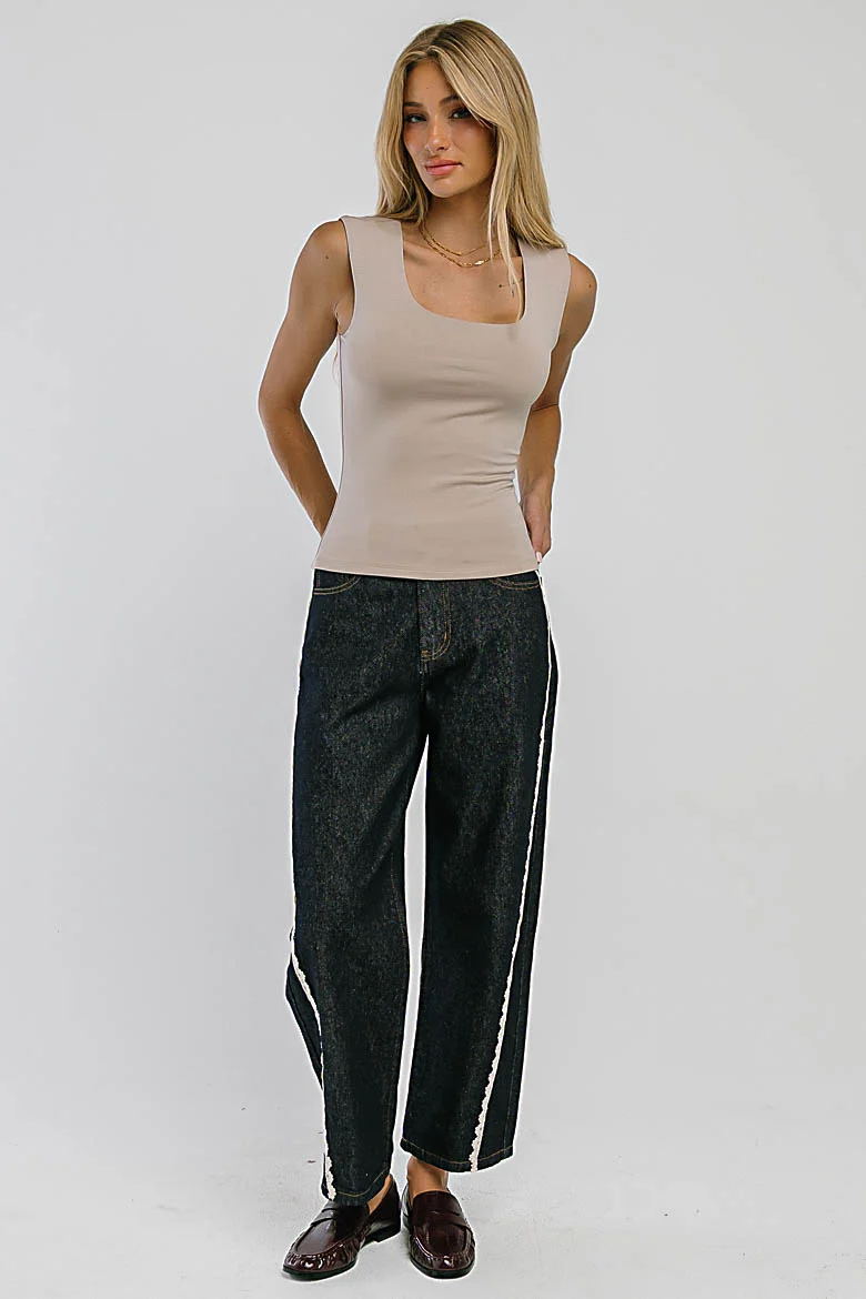 Lucca Crochet Trim Barrel Jeans