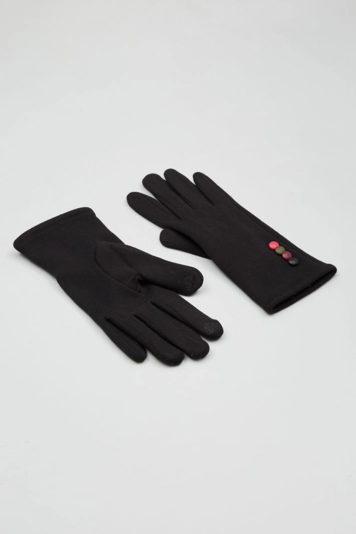 Buttoned jersey gloves - BLACK