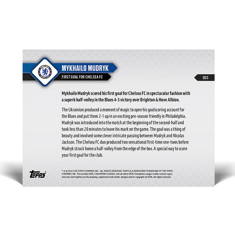 Topps UK - First goal for Chelsea FC - CHELSEA TOPPS NOW® Card #003