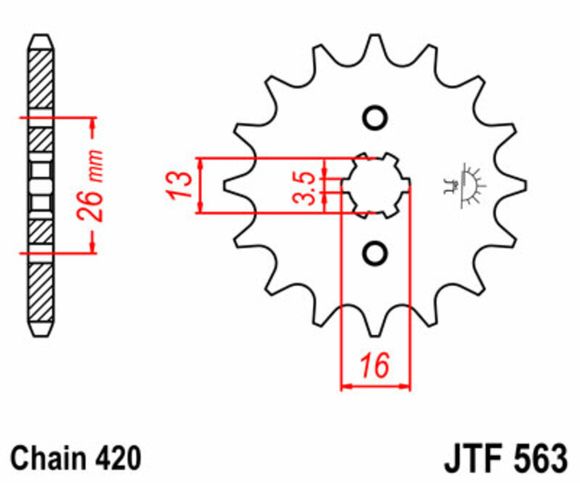 JT. standard steel 563 - 420 countershaft sprocketRef : JTC00412A / 1077435001