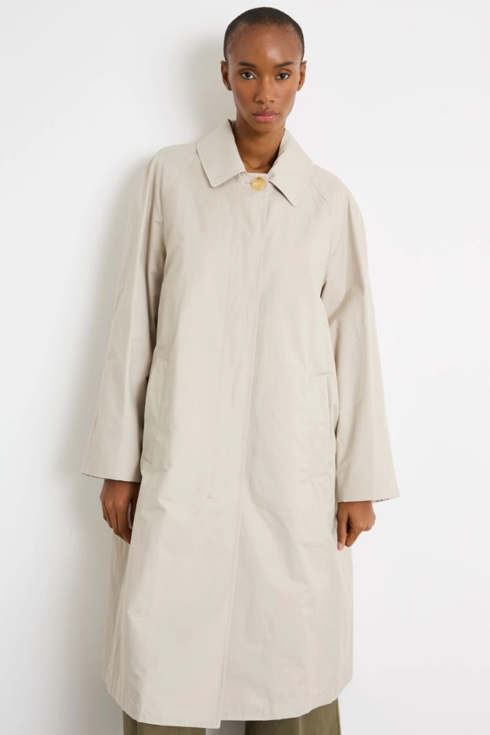 Single-breasted trench coat in water-repellent twill - GREY