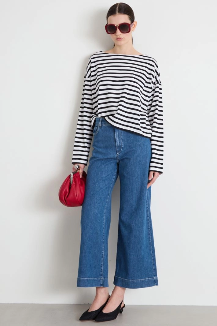 Oversized cotton T-shirt - WHITE BLACK