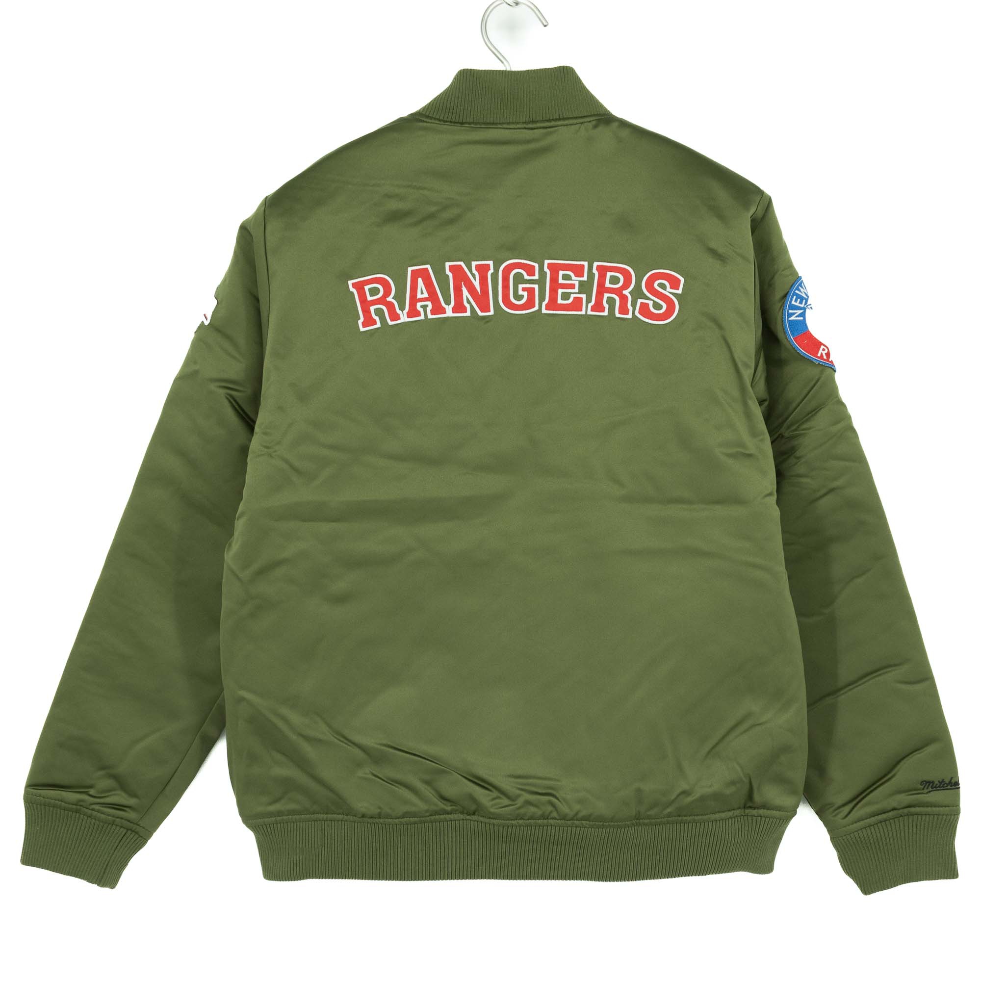 New York Rangers Olive Mitchell & Ness Heavyweight Satin NHL Jacket