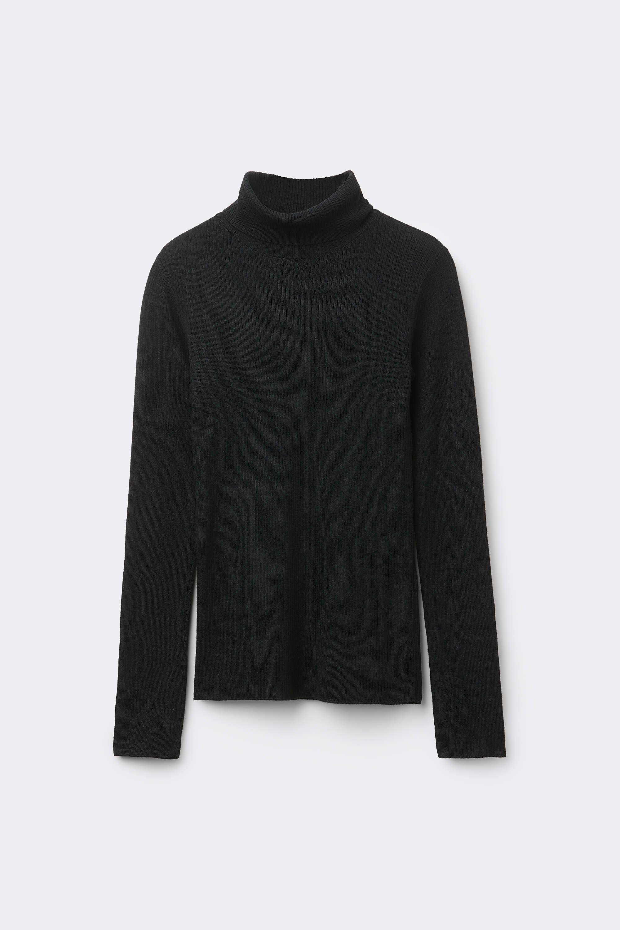 Long Sleeve Ribbed Polo Neck Heavy Knitwear with Wool
