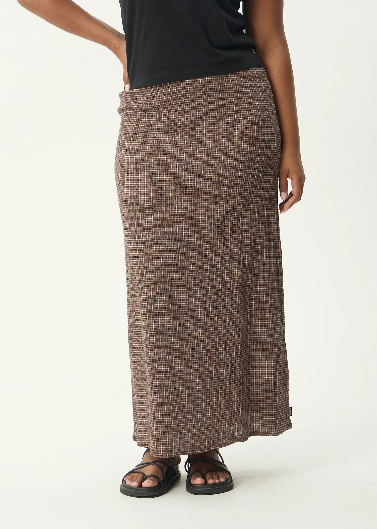 AFENDS Womens Lita - Seersucker Maxi Skirt - Hometown Coffee