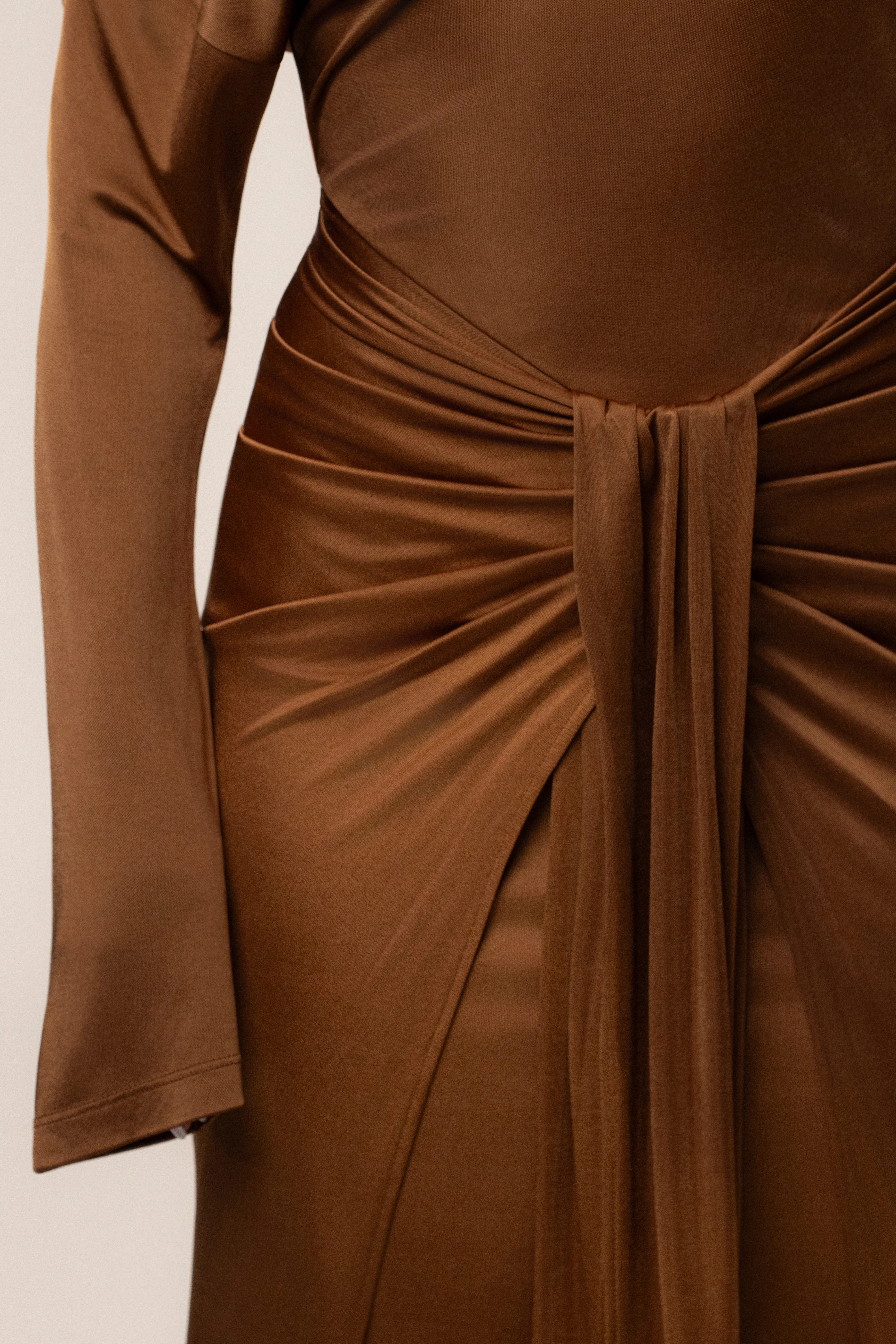 Tan Draped Perfection Maxi Dress