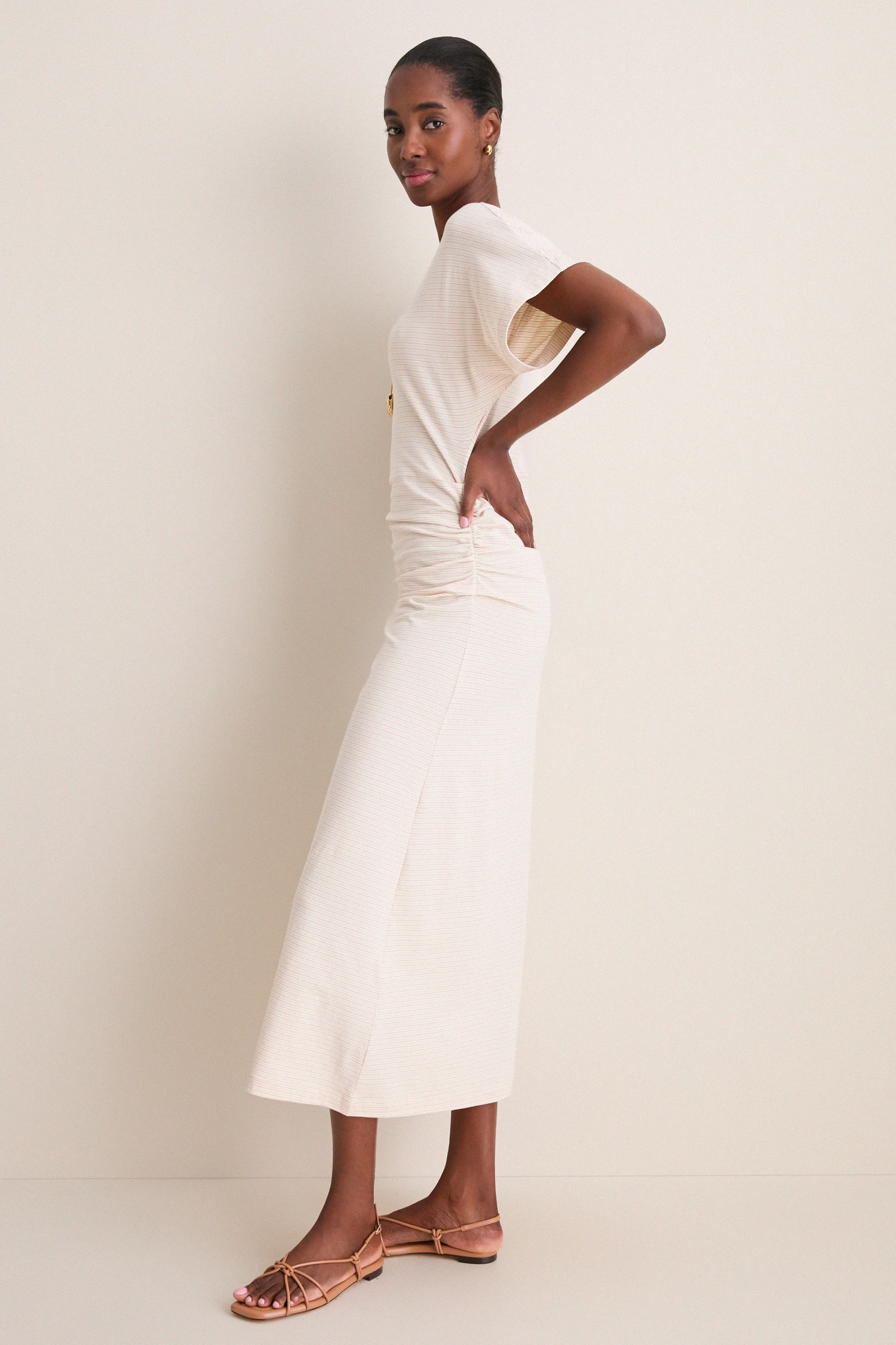 Cream Stripe Jersey Cassia Dress