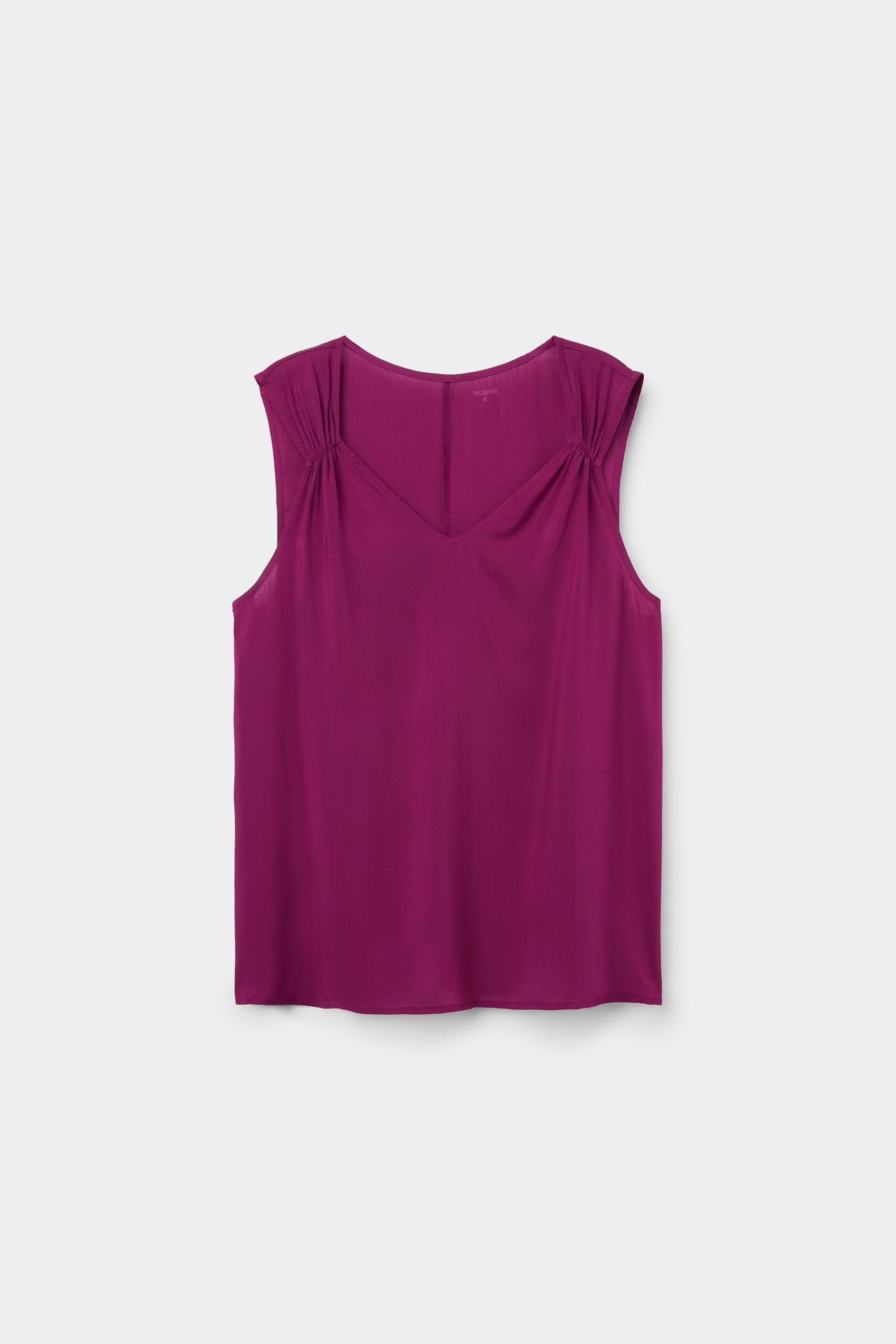 Viscose Camisole with Wide Shoulder Straps and Gathering
