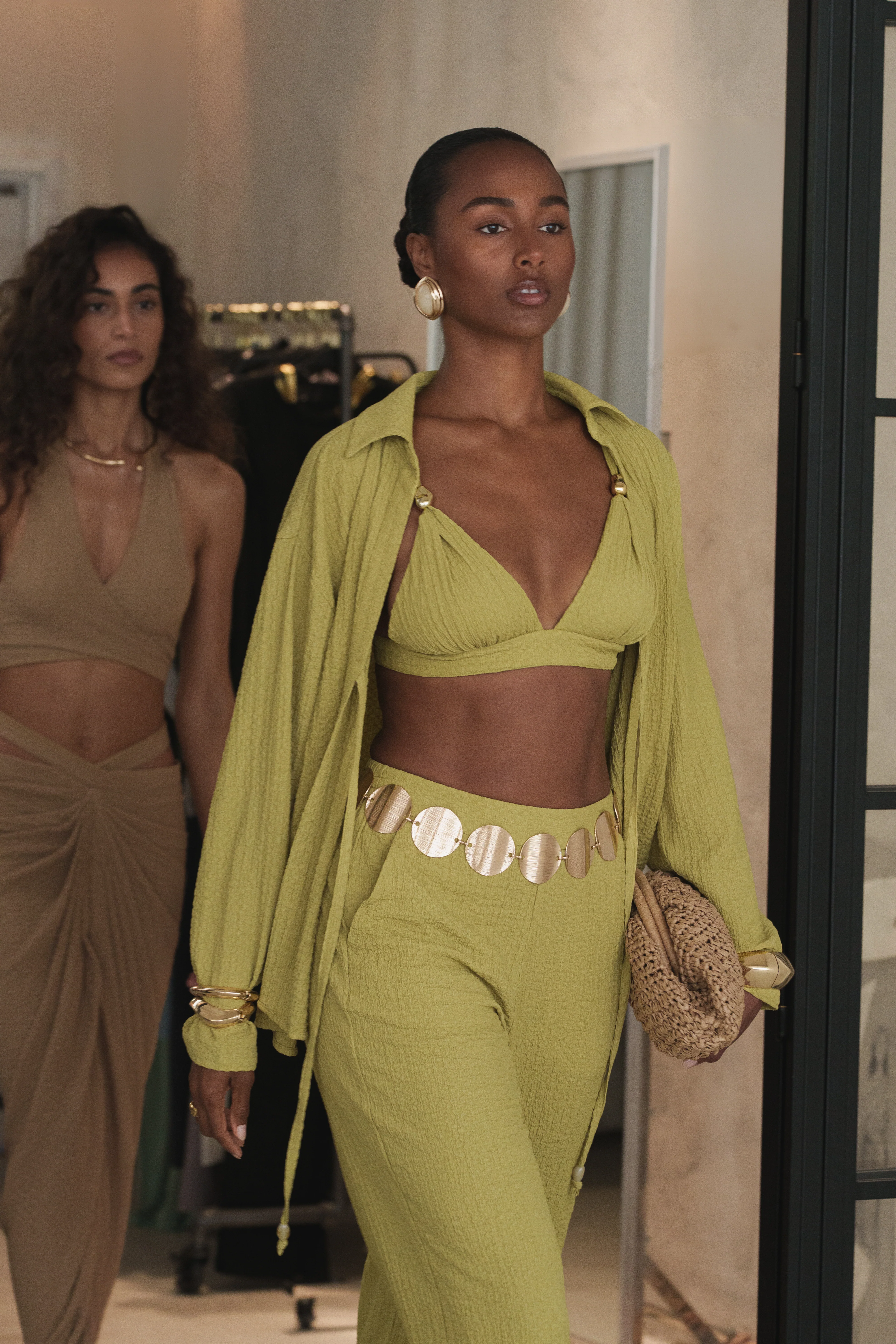 Lime Dockside Crepe Knit Bralette