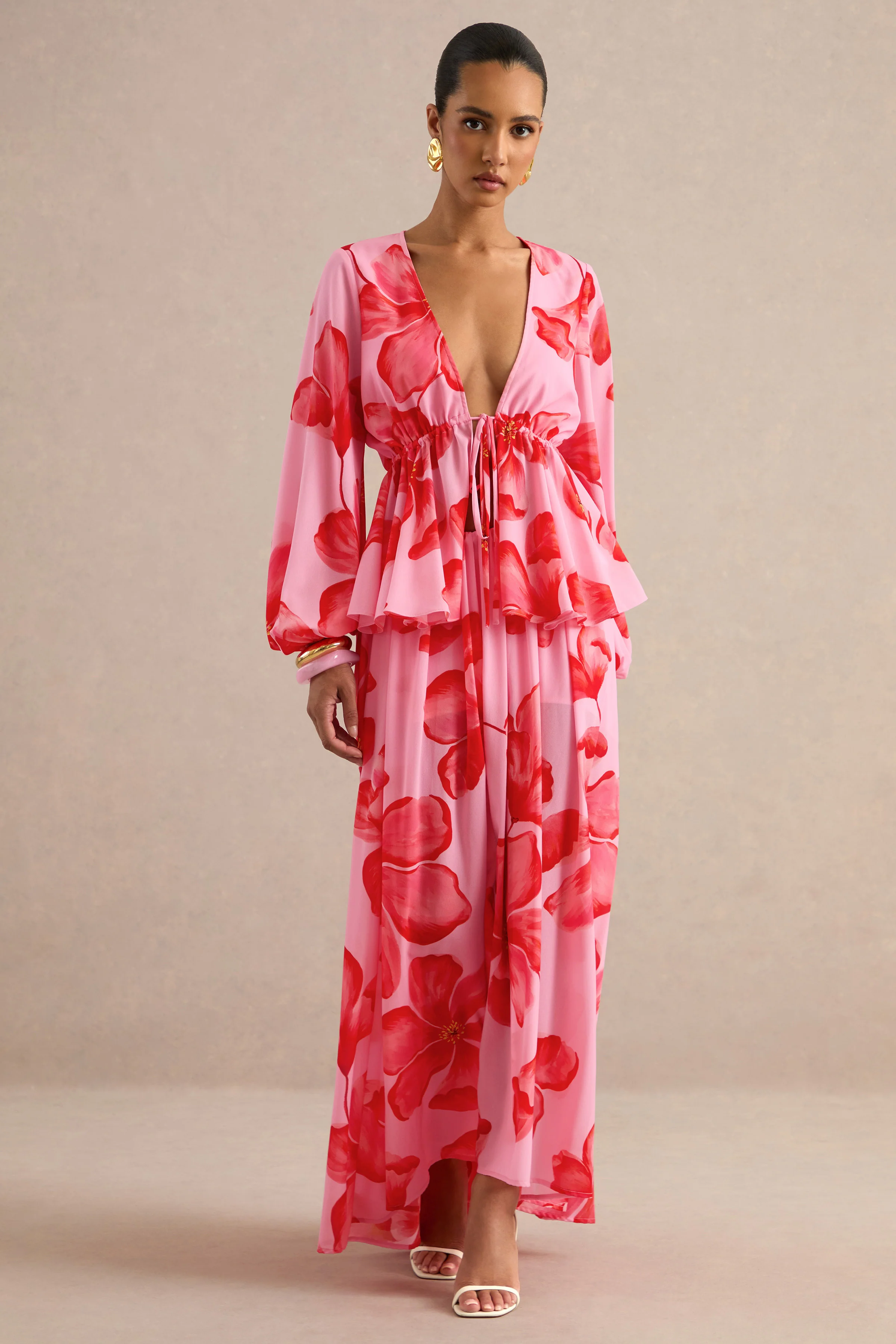 Asella | Pink Chiffon Maxi Skirt
