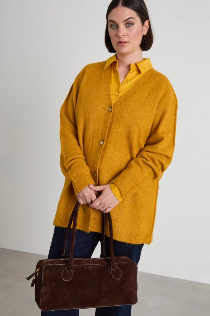 V-neck cardigan - OCHRE