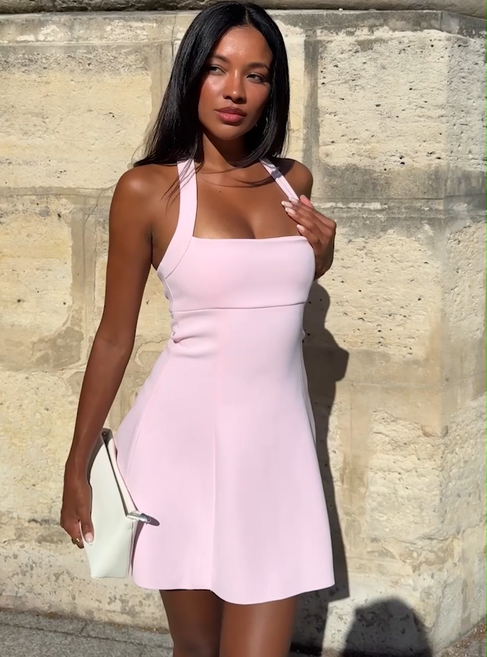 Alyn Halter Mini Dress Pink