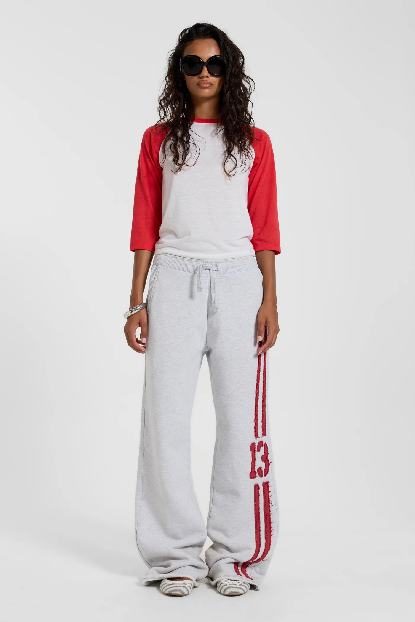 13 Stripe Straight Jogger in Grey Marl
