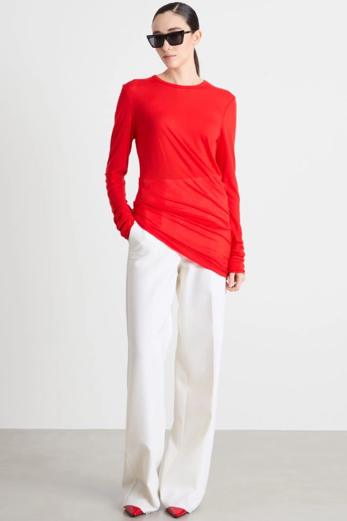 Asymmetric T-shirt - RED