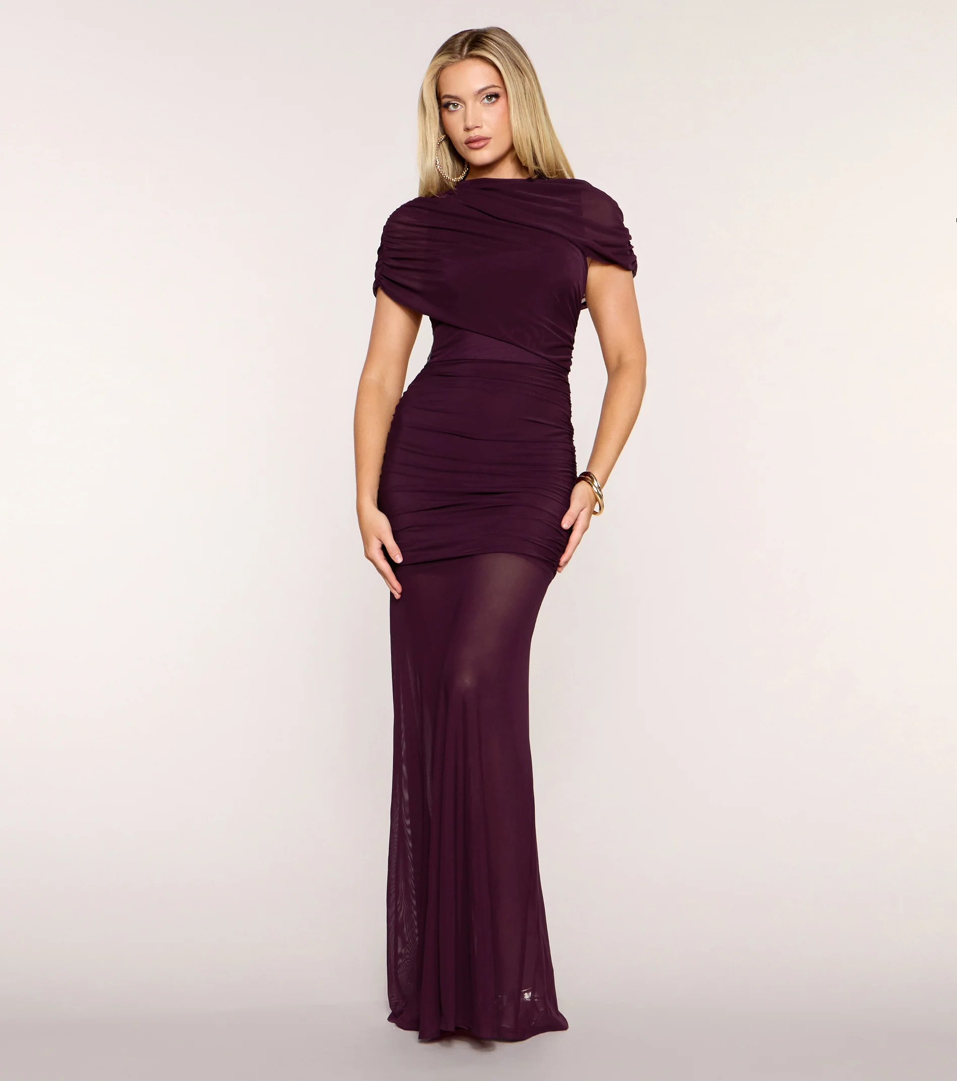Solenne Mock Neck Mesh Mermaid Formal Dress
