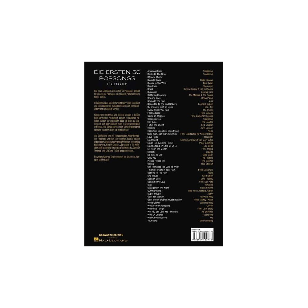 Bosworth Die ersten 50 Popsongs Klavier – Thomann Ireland