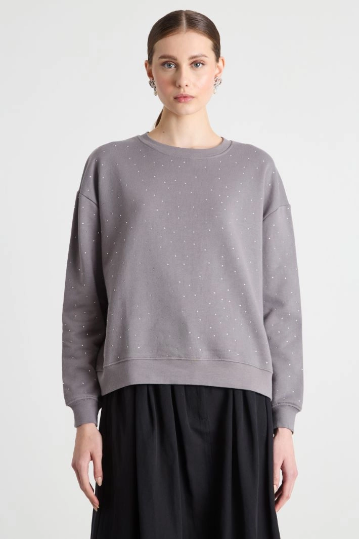 Rhinestone-embellished sweatshirt - GREY