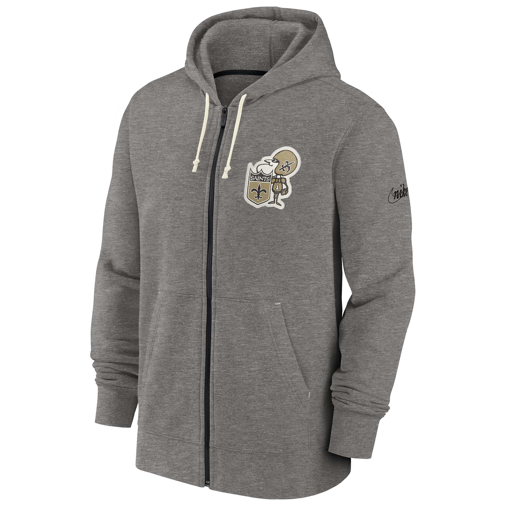 New Orleans Saints Historic Nike NFL Full-Zip Fleece Hoodie Gray