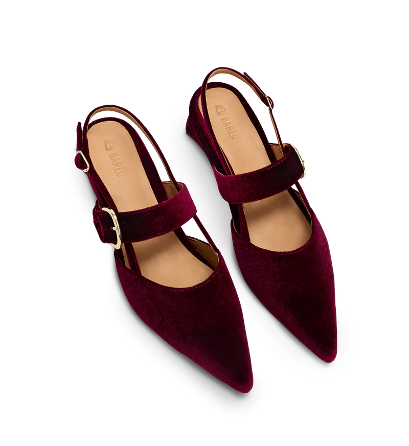 Eider Shiraz Red Velvet Sling Back Flats