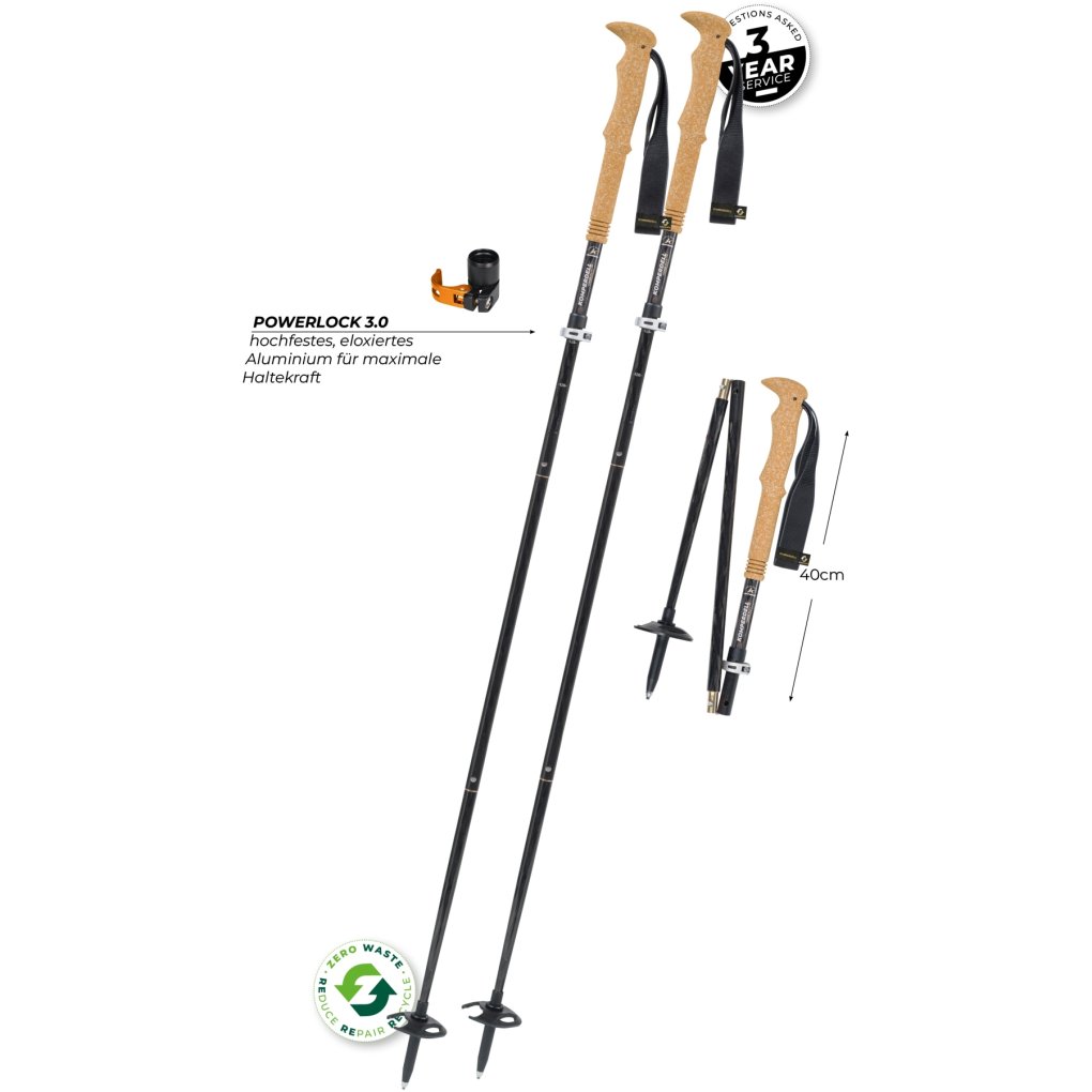 Komperdell FX Lite Carbon Vario Summit Trekking Poles (Pair) - titan