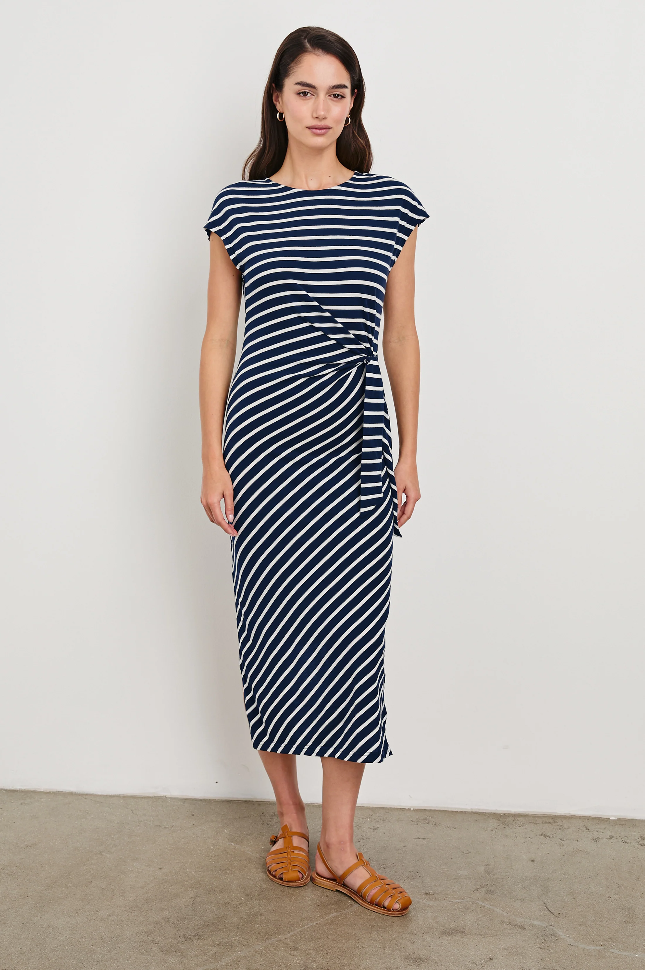 Selah Dress - Navy Ivory Stripe