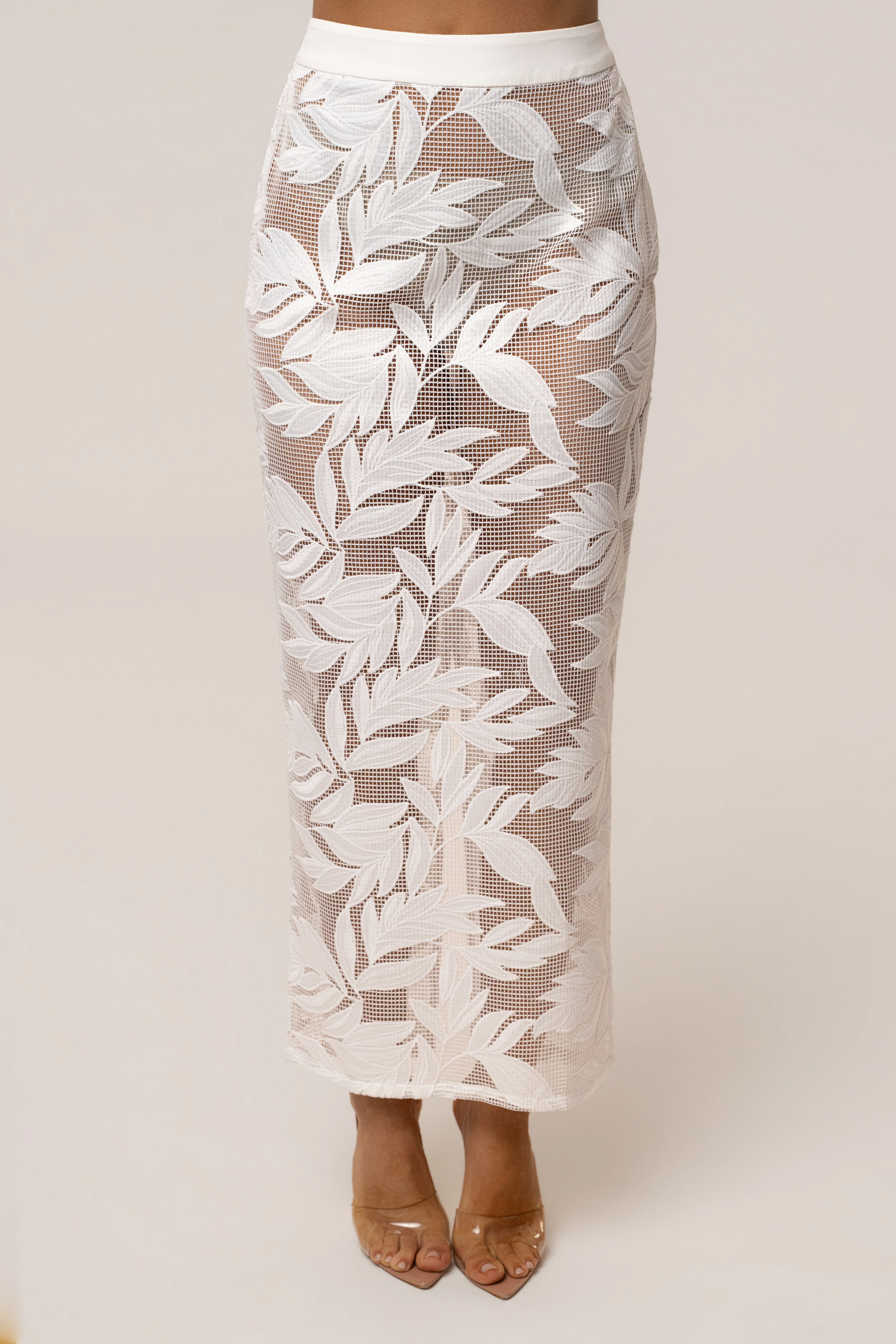 White Bali Nights Embroidered  Skirt