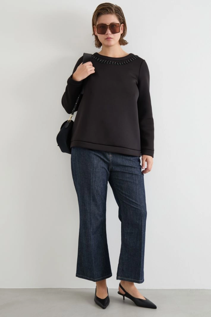 Rhinestone sweatshirt - BLACK