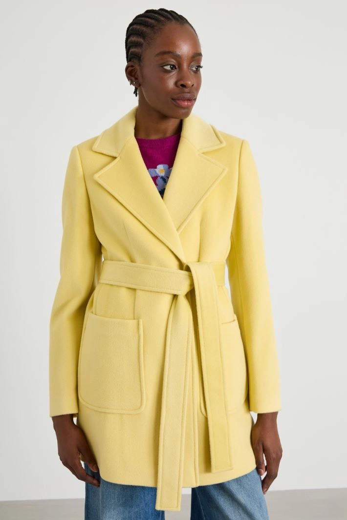Wool drap coat - PASTEL YELLOW