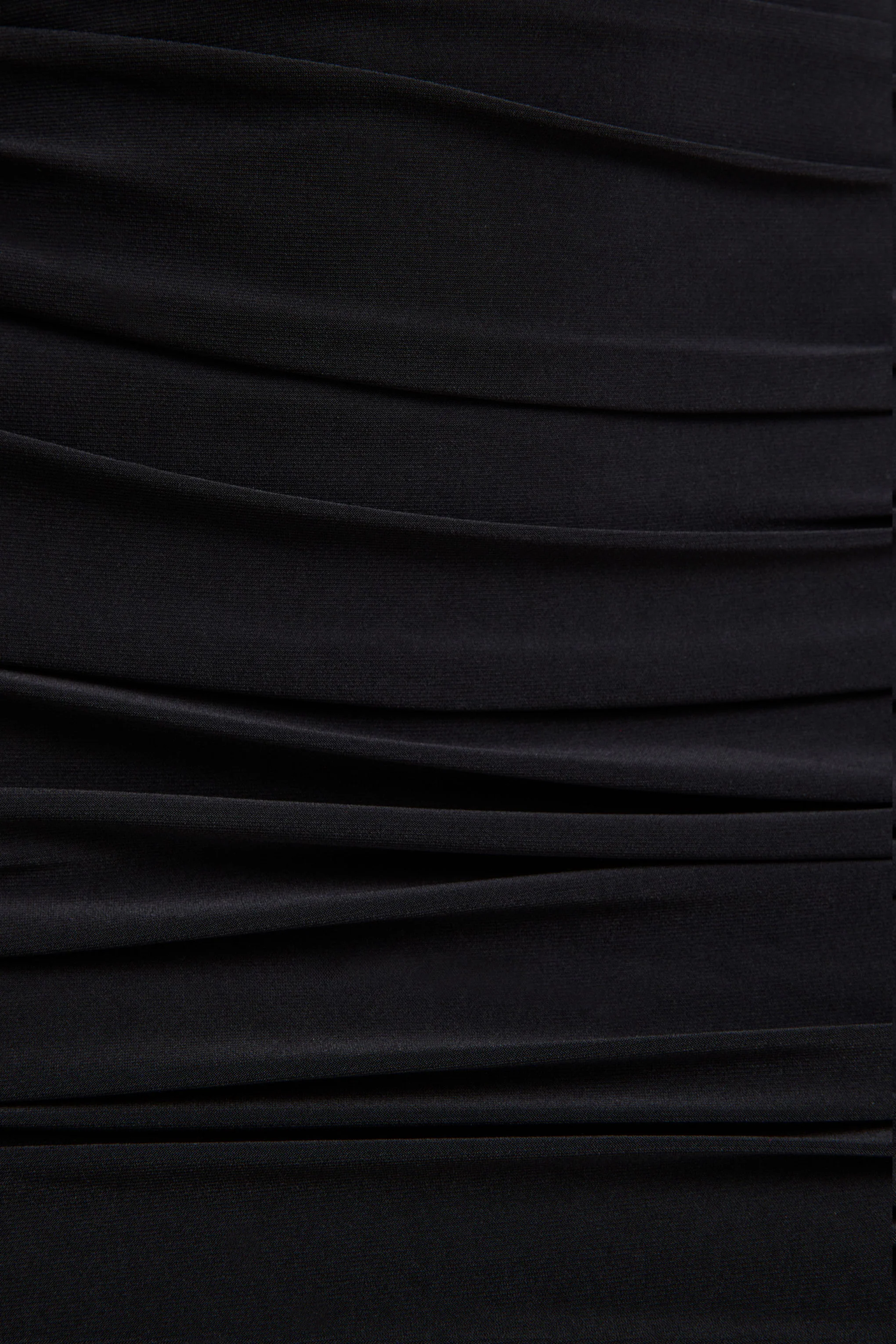 Yara | Black One Shoulder Cape Ruched Midi Dress
