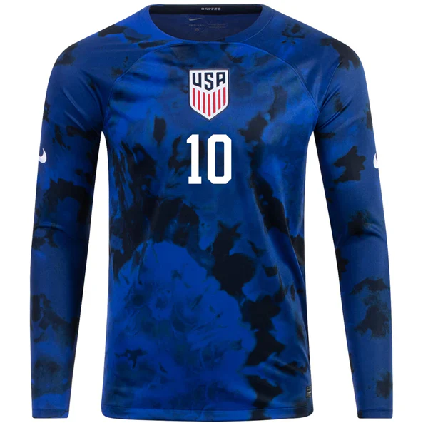 United States Christian Pulisic Long Sleeve Away Jersey 22/23 (Bright Blue/White)